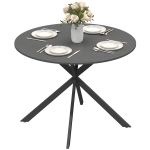 HOMCOM Table ronde pour 4 personnes, table de cuisine style industriel avec pieds en acier, pour salle à manger, cuisine, Noir