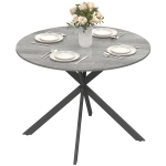 HOMCOM Table à manger ronde pour 4 personnes, table de cuisine style industriel avec pieds en acier, pour salle à manger, cuisine, gris