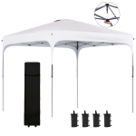Outsunny Tonnelle de jardin 2,5 x 2,5 m barnum pliant Pop-up hauteur réglable sur 4 niveaux tissu Oxford anti UV50+ châssis acier sac de transport fourni blanc