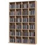 HOMCOM Meuble de rangement multimédia 456 CD/ 336 DVD - bibliothèque en bois avec étagères réglables 89 x 130,5 cm bois naturel