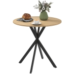 HOMCOM Table à manger ronde pour 2 personnes avec plateau aspect bois et piètement croisé en acier, blanc chêne
