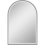 HOMCOM Miroir de salle de bain LED 90 x 60cm, mural, 3 couleurs, arqué cadre en aluminium, désembuage et interrupteur tactile
