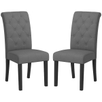 HOMCOM Lot de 2 chaises de Salle à Manger Chaise de cuicine Grand Confort Pieds en Bois Lin 47 x 61 x 101 cm gris foncé