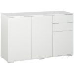 HOMCOM Buffet meuble de rangement 2 tiroirs coulissants 3 portes étagère réglable panneaux de particules 117 x 36 x 74 cm blanc