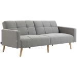 HOMCOM Canapé-lit 2 en 1 205 x 88 cm Canapé convertible avec coussin d'assise, effet lin Gris
