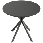 HOMCOM Masă rotundă de bucătărie, 80 cm, blat compact, placă aglomerată, metal, Negru
