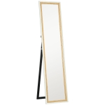HOMCOM Oglindă de podea lungime întreagă oglindă pe suport cu ramă cu efect lemn, montare pe sol, suspendată, sprijinită, 157 x 37 cm alb