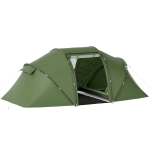 Outsunny Tunneltent voor 4-6 personen, campingtent met deur, bodemzeil, 2000mm waterdicht Groen