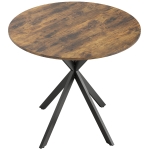 HOMCOM Masă rotundă de bucătărie, 80 cm, blat compact, plăci aglomerate, metal, Maro rustic