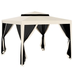Outsunny Tonnelle barnum de jardin 3L x 3l m avec 4 moustiquaires amovibles - double toit - beige
