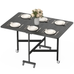 HOMCOM Table à manger pliante Table de cuisine pour 4-6 personnes avec 6 roulettes Table pliante mobile pour petits espaces 120x80x73 cm Noir