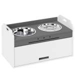 PawHut Verhoogde hondenvoerbak met opbergkast, 2 kommen met anti-slipringen, 60 x 30 x 35,5 cm, wit