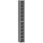 HOMCOM Set of 2 CD Media Display Shelf Unit Tower Rack with Adjustable Shelves, Light Grey