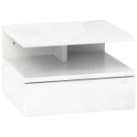 HOMCOM Floating High Gloss Bedside Table - High Gloss White