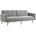 HOMCOM 2 in 1 Schlafsofa 205 x 88 cm Sofa mit Bettfunktion, Couch mit Sitzkissen, Leinenoptik Grau