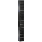 HOMCOM Set of 2 CD Media Display Shelf Unit Tower Rack with Adjustable Shelves, High Gloss Black