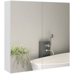kleankin Armoire murale de salle de bain miroir placard de rangement 2 portes 3 niveaux étagère réglable 60 x 15 x 60 cm blanc