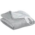 HOMCOM Manta Elétrica 180x130 cm Manta Térmica com Tecido Suave 10 Níveis de Temperatura e Temporizador Cinzento