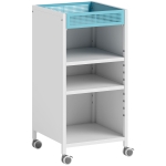 HOMCOM Bibliotecă mobilă cu rafturi reglabile, 3-stufiger Rollwagen mit oberem Korb, Weiß