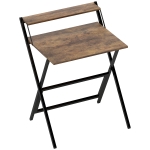 HOMCOM Foldable desk 65,5 x 45 cm with storage shelf for bedroom, small spaces, rustic brown