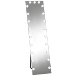 HOMCOM Oglindă pentru corp întreg 150x40 cm LED RGB, oglindă de podea cu 21 becuri, 7 culori, buton tactil, funcție memorie