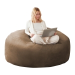 Large Bean Bag Sofa Chair with Eco-Friendly Bead Filling, Space-Saving Couch, Reading Lounger for Adults, 150L x 150W x 60H cm, Coffee