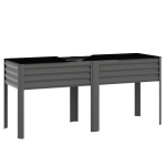 Outsunny Skrzynia z metalu, extra duży pojemnik do sadzenia z wzmocnieniami i wkładem włókninowym, 180 x 55 x 80 cm, ciemnoszary