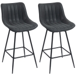 HOMCOM Set of 2 PU Leather Swivel Bar Stools - Black