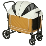 PawHut Cărucior pentru câini buggy pliabil pentru câini și pisici până la 30 kg 110 x 65 x 102 cm Maro