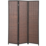HOMCOM Biombo em Madeira Divisória de Ambientes Divisória de Separação Dobrável 3 Painéis 135x180 cm Castanho