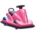AIYAPLAY Autoscooter pentru copii, rotire 360°, volan, lumini LED, funcție muzică, 3-8 ani, Roz