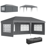 Outsunny Carpa Plegable 6x3 m Pop-up con 4 Laterales Desmontables Cenador de Jardín con 4 Ventanas y Bolsa de Transporte Gris