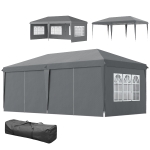 Outsunny Tonnelle pop-up pliante - tente de réception - 3 x 6 m 3 cotés démontables gris