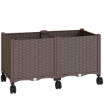 Outsunny kunststof verhoogde bak, zelfbewaterende plantenbak met afvoergaten en stopjes