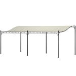 Outsunny Pergola da parete con tetto inclinato, 3x6 m, Bianco crema