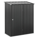 Outsunny Casetta da Giardino Porta Utensili in Lamiera Acciaio con Serratura, 161.5x94.5x196cm, Nero