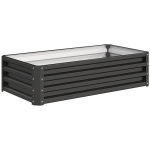 Outsunny Floreira Elevada Retangular de Aço Galvanizado para Cultivar Plantas Flores Relva 120x60x30,5 cm Cinzento