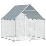 PawHut Gallinero Exterior de Acero Galvanizado con Techo y Puerta, 200x200x200 cm, Plateado