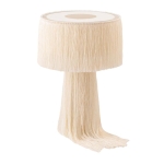 Stylish Atolla Tassel Table Lamp with Warm Ambient Glow, Soft Textural Boho-Chic Accent with Delicate Tassels, 25.5L x 25.5W x 37H cm, Cream