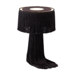 Modern Atolla Tassel Table Lamp with Extra-Long Cable for Flexibility, Boho-chic Shade with Delicate Tassels, 25.5L x 25.5W x 37H cm, Black