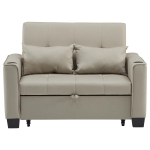 3-In-1 Convertible Pull-Out Sleeper with 3-Position Adjustable Backrest, 2 Seater Sofa Bed for Compact Room, 140L x 96W x 97H cm, Beige