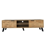 Moderner TV-Schrank mit 2 Türen und 2 offenen Fächern, großzügigem Stauraum, 160,5x35,5x45 cm, Naturfarbe