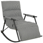 HOMCOM Poltrona Baloiço com Encosto e Apoia-Pés Ajustáveis 105° Estofada em Linho com Bolso Lateral e Estrutura de Metal Preto e Branco