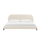 Ophelia Faux Wool Super King Bed with Slatted Base and 2 Matching Bolster Cushions, Bed Base for Living Room, 236L x 248W x 97H cm, Cream