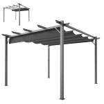 Outsunny Pergola de Jardin 3x3 m avec Toit Rétractable Protection UPF30+ Drainage Cadre en Aluminium pour Patio Extérieur Gris foncé