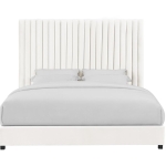 Arabelle Super King Bed with Tall Channel-Tufted Headboard, Kiln-Dried Wood Frame with Sturdy Birch Legs, 218.5L x 194W x 169H cm, White