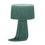 Stylish Atolla Tassel Table Lamp with Bohemian-Inspired Style, Soft Textured Tassel Light with Weighted Base, 25.5L x 25.5W x 37H cm, Green