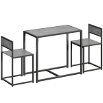 HOMCOM 3 Piece Table Stool Set - Charcoal Grey Wood-Effect