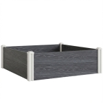 Outsunny Raised Garden Bed in Vinyl, 102x102x33 cm, Modular Kit with Snap-In Legs and Open Bottom, Outdoor Raised Planter for Flowers, Herbs & Vegetables, Dark Gray