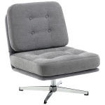HOMCOM Fauteuil d'appoint pivotant, fauteuil de lecture rembourré en chenille, assise large, coussin à ressorts et pieds métalliques, gris clair